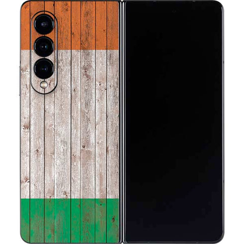 Ireland Flag Dark Wood Galaxy Z Fold4 5G Skin